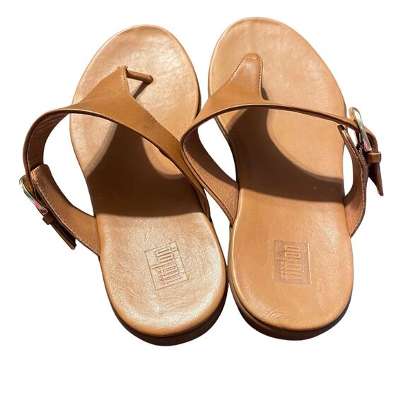 FitFlop Adjustable Leather Toe-Post Sandals Size 6 - Picture 6 of 10